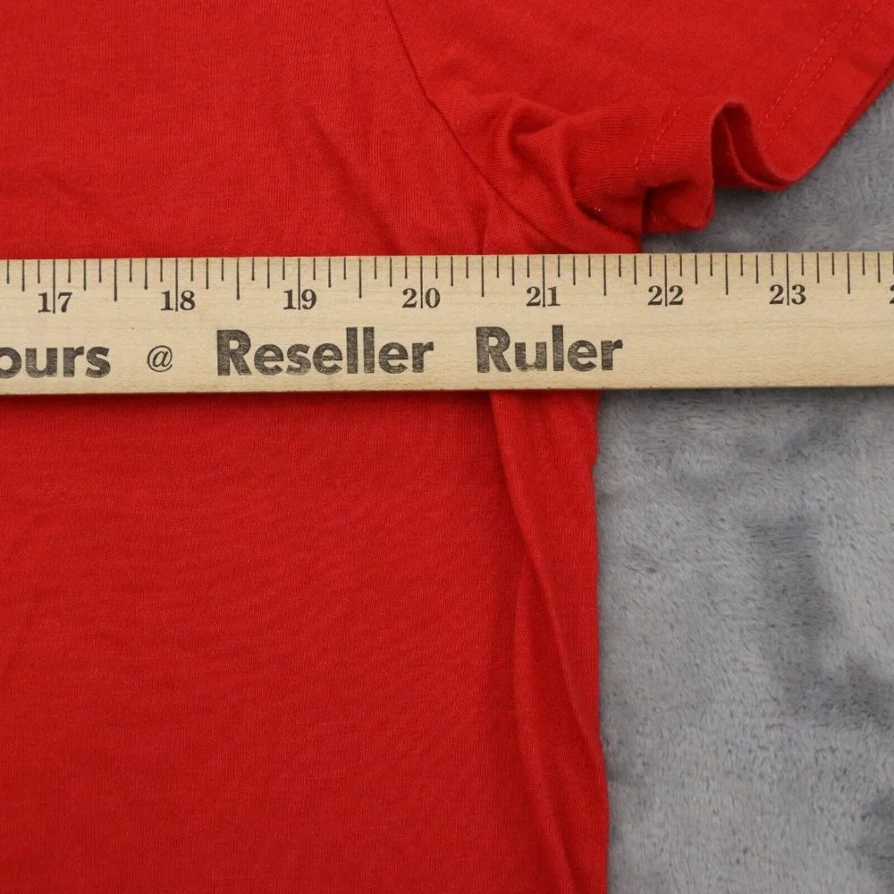 Disney Shirt Women XXL Red Mickey Mouse Graphic Print V Neck Tie Front Crop Tee - Picture 4 of 13